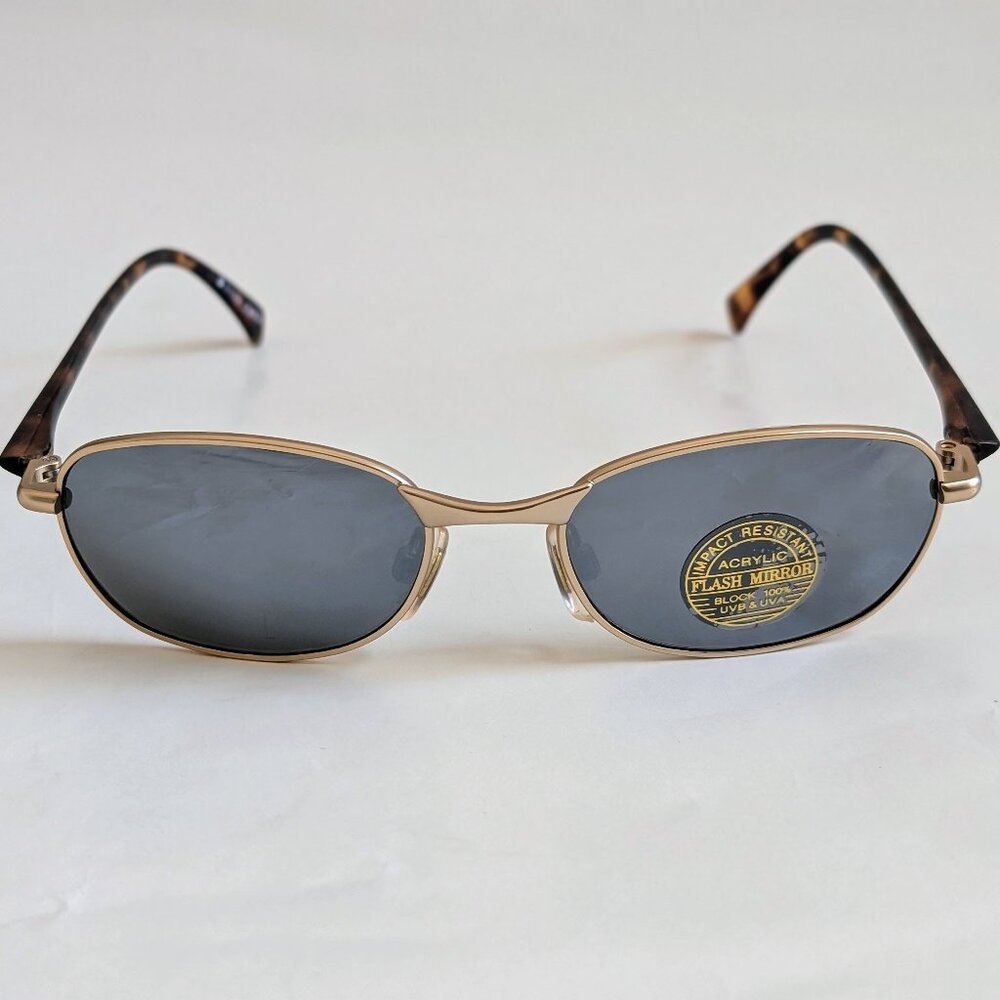 NWT Vintage 90's Rectangle Metal Combo Sport Sunglasses (M. Gold)